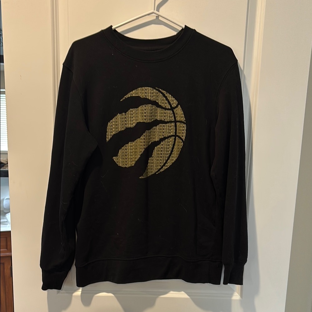 NBA Black Crewneck Sweater with Gold Basketball Graphic